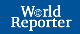 White World Reporter logo on blue background